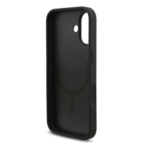 Guess Guess iPhone 17 Back-Cover hul - MagSafe - 4G Triangle Logo - Pearl Strap - Schwarz