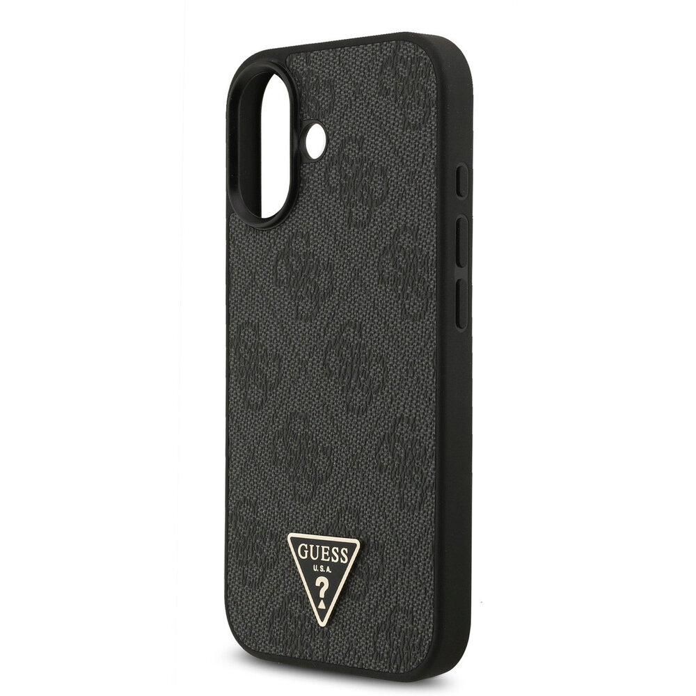 Guess Guess iPhone 17 Backcover hoesje - MagSafe - 4G Triangle Logo - Pearl Strap - Zwart