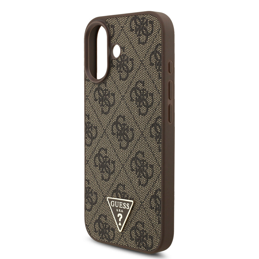 Guess Guess iPhone 17 Backcover hoesje - MagSafe - 4G Triangle Logo - Pearl Strap - Bruin