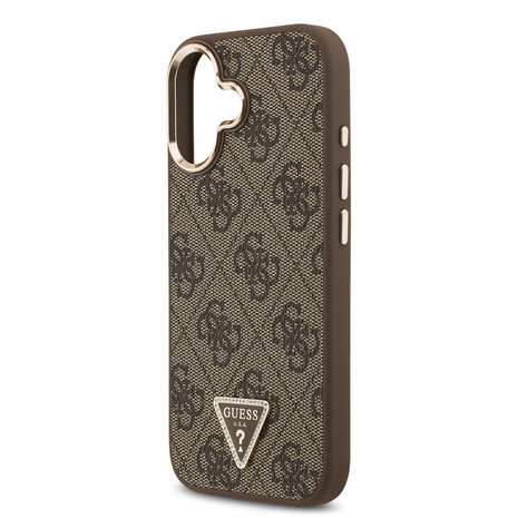 Guess Guess iPhone 17 Back-Cover hul - MagSafe - 4G Triangle Logo - Gold Edge - Braun