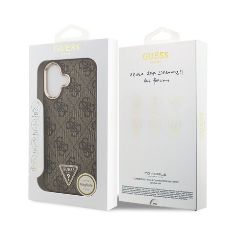 Guess Guess iPhone 17 Backcover hoesje - MagSafe - 4G Triangle Logo - Gold Edge - Bruin