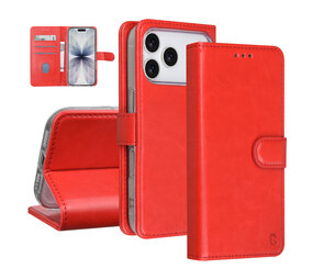 TUNIQ TUNIQ iPhone 17 Pro Book Case hoesje - Pasjeshouder voor 3 pasjes - Magneetsluiting - Hanger - Rood
