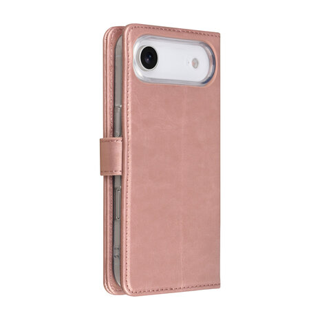 TUNIQ TUNIQ iPhone 17 Air Book type case - Card holder for 3 cards - Magnetic closure - Hanger - Rose Gold