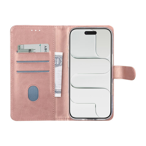 TUNIQ TUNIQ iPhone 17 Air Book type case - Card holder for 3 cards - Magnetic closure - Hanger - Rose Gold