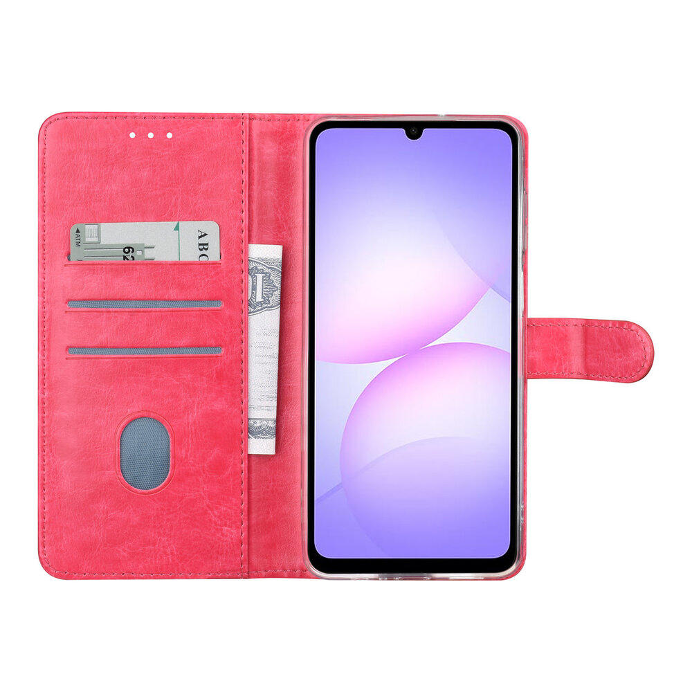 TUNIQ TUNIQ Galaxy A07 Book Case hoesje - Pasjeshouder voor 3 pasjes - Magneetsluiting - Hanger - Felroze