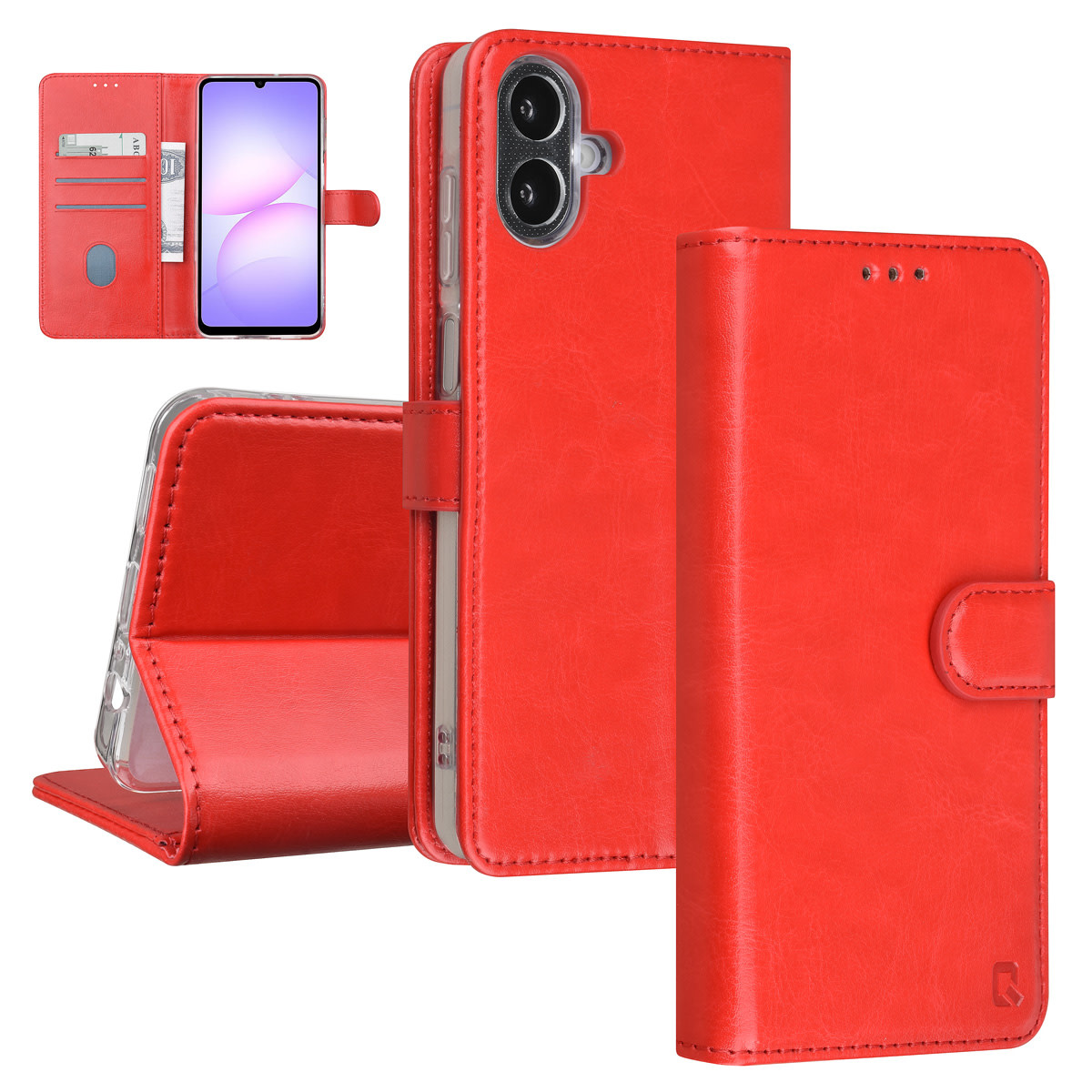 TUNIQ TUNIQ Galaxy A07 Book Case hoesje - Pasjeshouder voor 3 pasjes - Magneetsluiting - Hanger - Rood