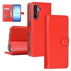 TUNIQ Galaxy A17 Book-Case hul - Kartenhalter für 3 Karten - Magnetverschluss - Aufhänger - Rot