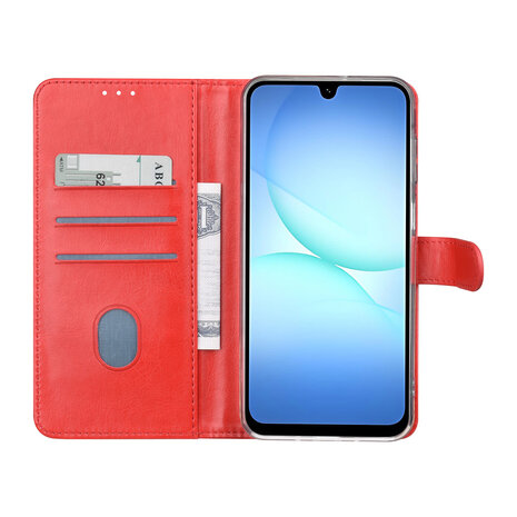 TUNIQ TUNIQ Galaxy A17 Book Case hoesje - Pasjeshouder voor 3 pasjes - Magneetsluiting - Hanger - Rood