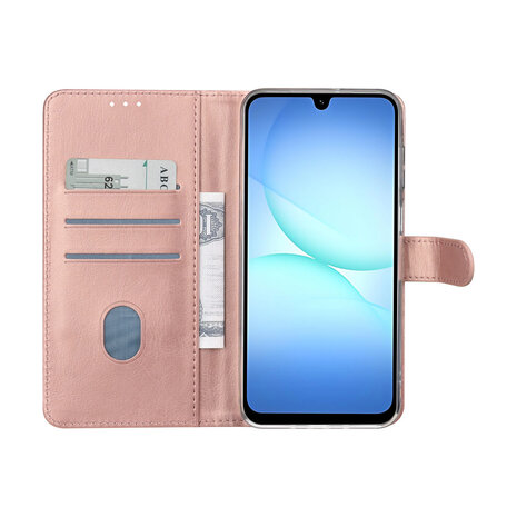 TUNIQ TUNIQ Galaxy A17 Book Case hoesje - Pasjeshouder voor 3 pasjes - Magneetsluiting - Hanger - Rose Gold