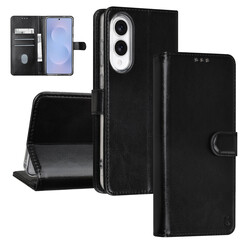 TUNIQ Galaxy S25 Edge Book type case - Card holder for 3 cards - Magnetic closure - Hanger - Black
