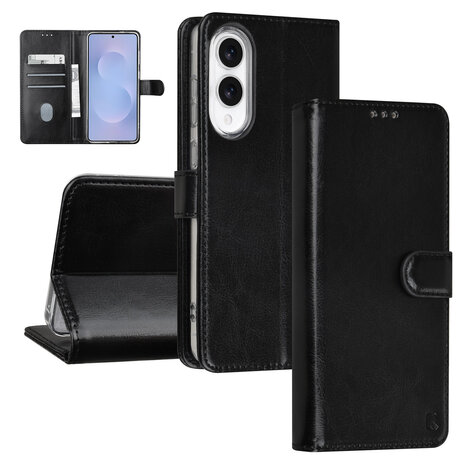 TUNIQ TUNIQ Galaxy S25 Edge Book type case - Card holder for 3 cards - Magnetic closure - Hanger - Black