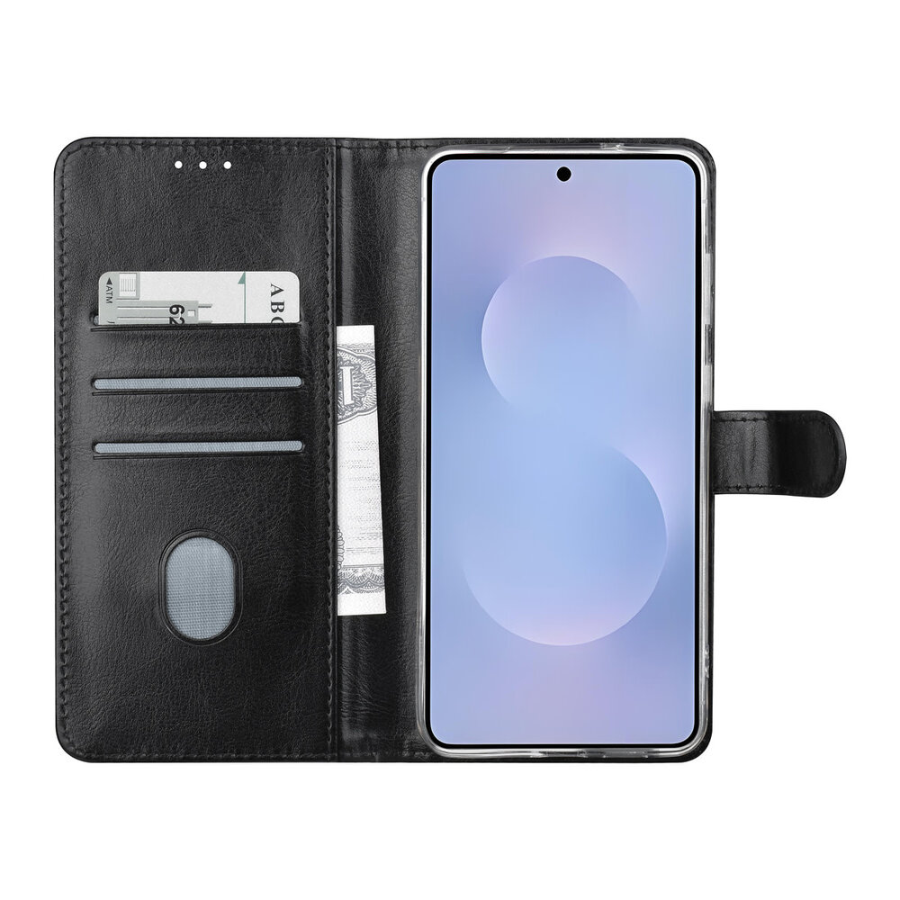 TUNIQ TUNIQ Galaxy S25 Edge Book Case hoesje - Pasjeshouder voor 3 pasjes - Magneetsluiting - Hanger - Zwart