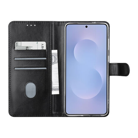 TUNIQ TUNIQ Galaxy S25 Edge Book Case hoesje - Pasjeshouder voor 3 pasjes - Magneetsluiting - Hanger - Zwart