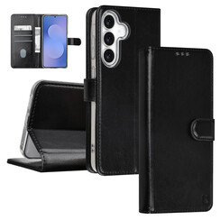 TUNIQ Galaxy S25 FE Book Case hoesje - Pasjeshouder voor 3 pasjes - Magneetsluiting - Hanger - Zwart