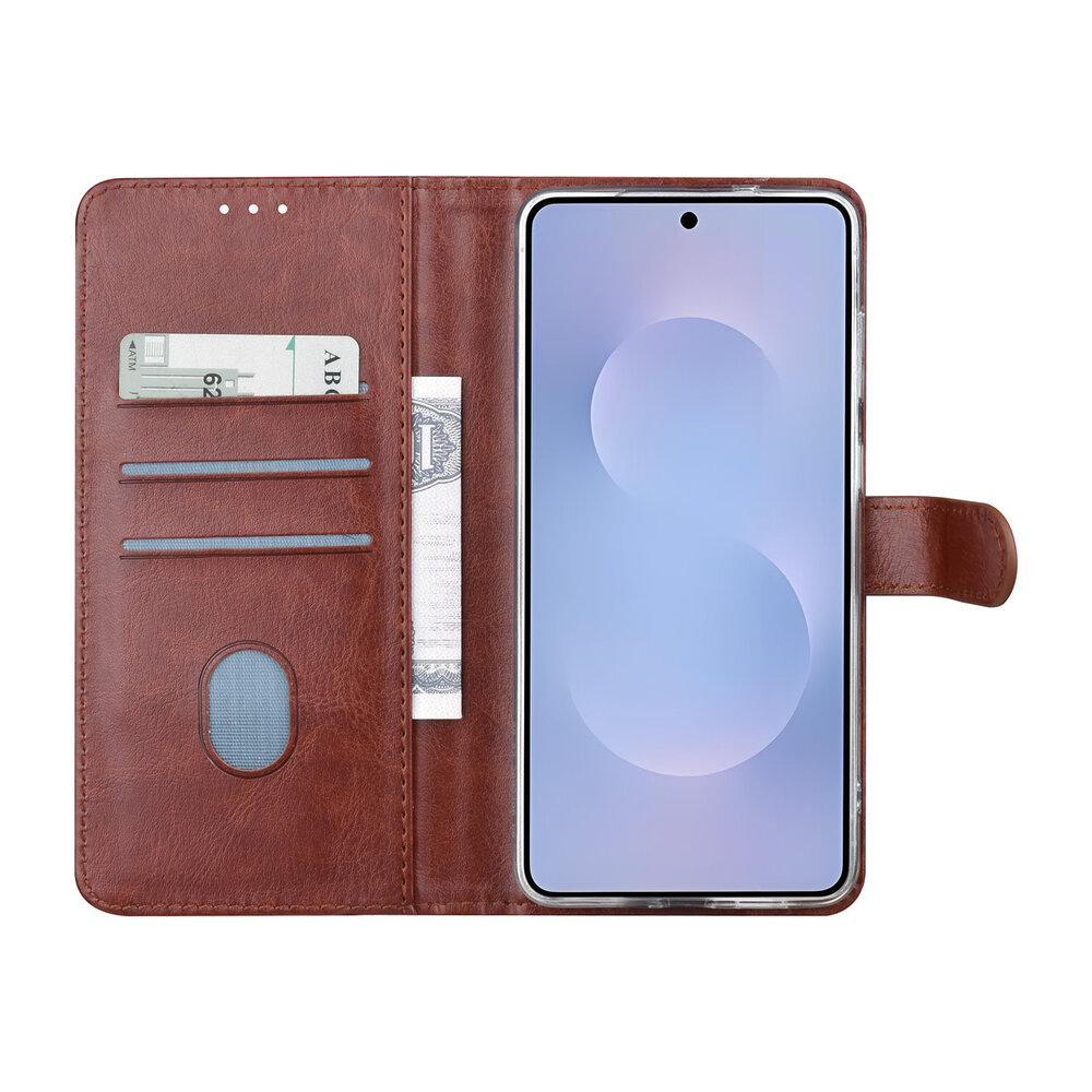 TUNIQ TUNIQ Galaxy S25 Edge Book-Case hul - Kartenhalter für 3 Karten - Magnetverschluss - Aufhänger - Braun