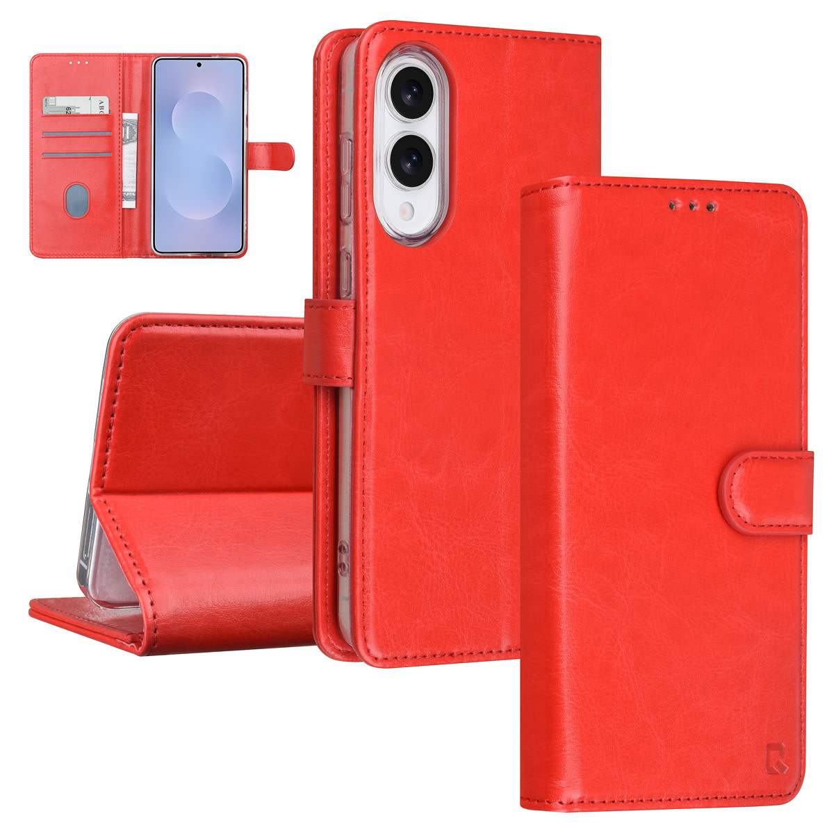 TUNIQ TUNIQ Galaxy S25 Edge Book Case hoesje - Pasjeshouder voor 3 pasjes - Magneetsluiting - Hanger - Rood