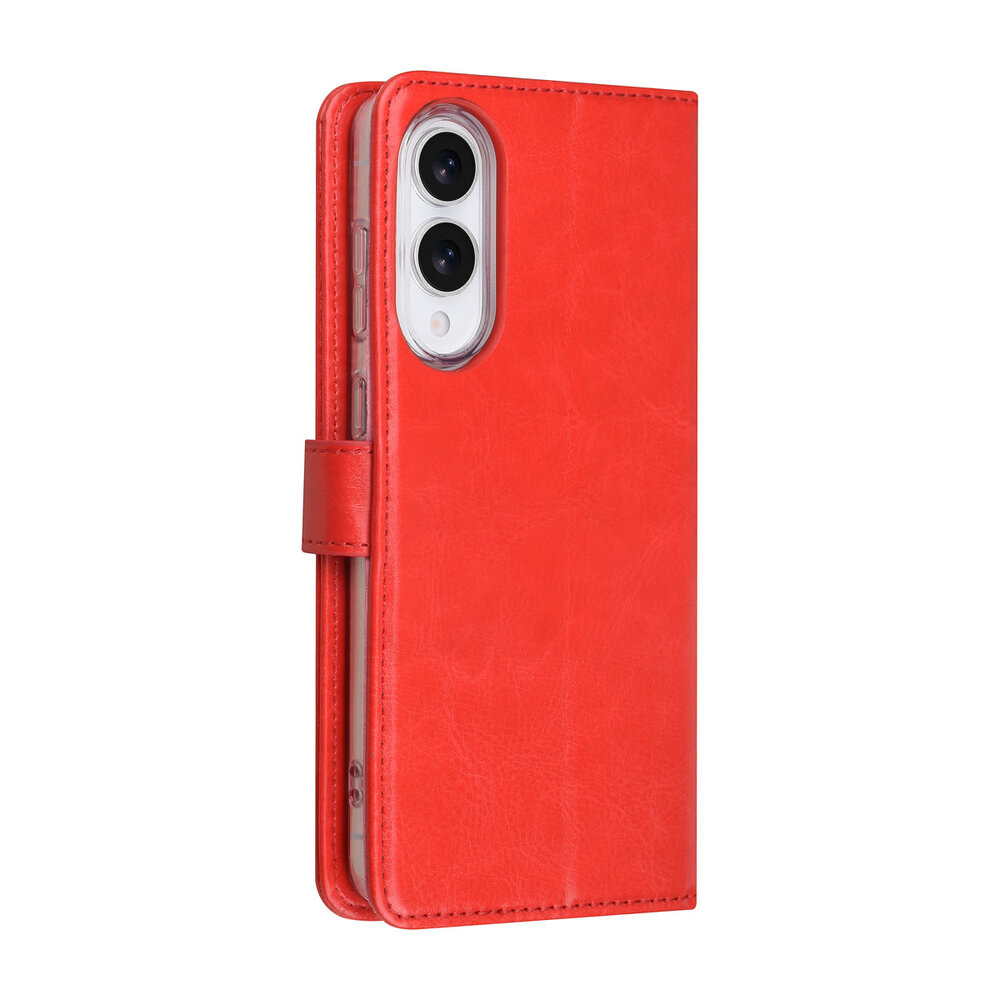 TUNIQ TUNIQ Galaxy S25 Edge Book type case - Card holder for 3 cards - Magnetic closure - Hanger - Red TUNIQ TUNIQ Galaxy S25 Edge Book type case - Card holder for 3 cards - Magnetic closure - Hanger - Red
