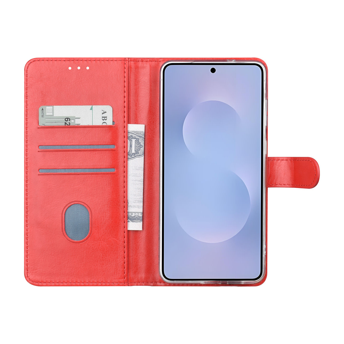 TUNIQ TUNIQ Galaxy S25 Edge Book Case hoesje - Pasjeshouder voor 3 pasjes - Magneetsluiting - Hanger - Rood, foto 3 van 4