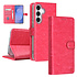 TUNIQ Galaxy S25 FE Book-Case hul - Kartenhalter für 3 Karten - Magnetverschluss - Aufhänger - Hot Pink