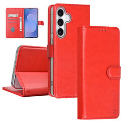 TUNIQ Galaxy S25 FE Book Case hoesje - Pasjeshouder voor 3 pasjes - Magneetsluiting - Hanger - Rood