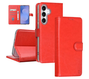 TUNIQ TUNIQ Galaxy S25 FE Book type housse - Porte-cartes pour 3 cartes - Fermeture magnétique - Cintre - Rouge