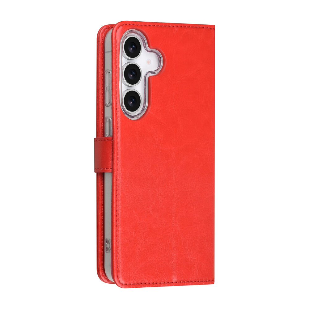 TUNIQ TUNIQ Galaxy S25 FE Book-Case hul - Kartenhalter für 3 Karten - Magnetverschluss - Aufhänger - Rot TUNIQ TUNIQ Galaxy S25 FE Book-Case hul - Kartenhalter für 3 Karten - Magnetverschluss - Aufhänger - Rot