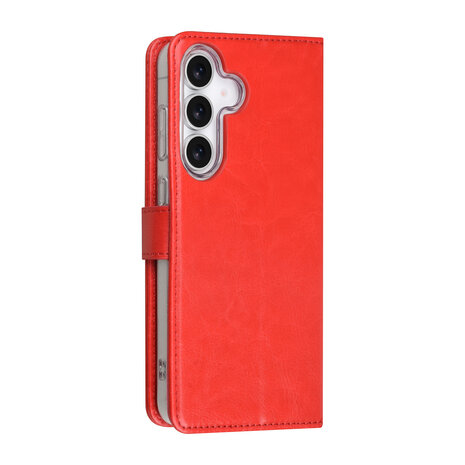 TUNIQ TUNIQ Galaxy S25 FE Book-Case hul - Kartenhalter für 3 Karten - Magnetverschluss - Aufhänger - Rot TUNIQ TUNIQ Galaxy S25 FE Book-Case hul - Kartenhalter für 3 Karten - Magnetverschluss - Aufhänger - Rot