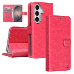 TUNIQ Galaxy S26 Book-Case hul - Kartenhalter für 3 Karten - Magnetverschluss - Aufhänger - Hot Pink
