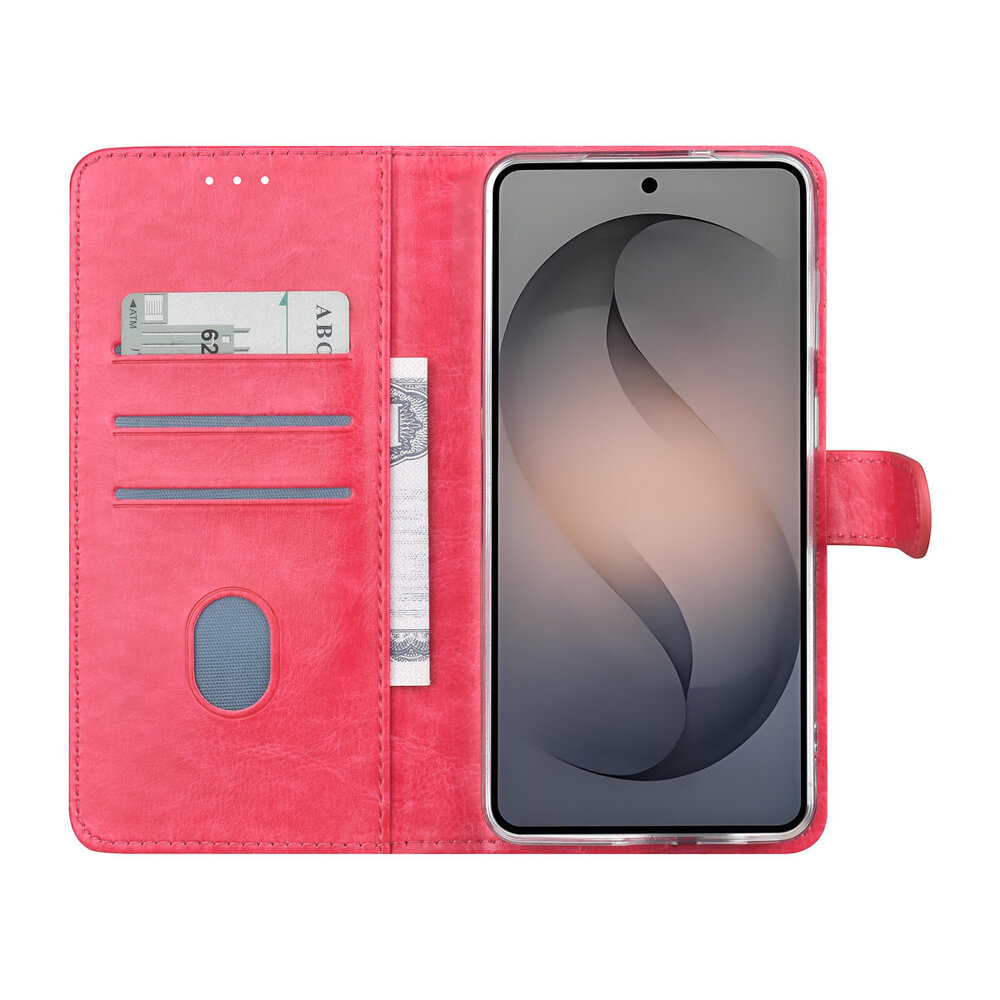 TUNIQ TUNIQ Galaxy S26 Plus Book Case hoesje - Pasjeshouder voor 3 pasjes - Magneetsluiting - Hanger - Felroze