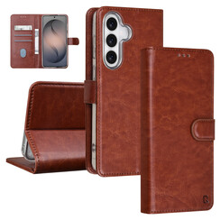 TUNIQ Galaxy S26 Plus Book type housse - Porte-cartes pour 3 cartes - Fermeture magnétique - Cintre - Marron