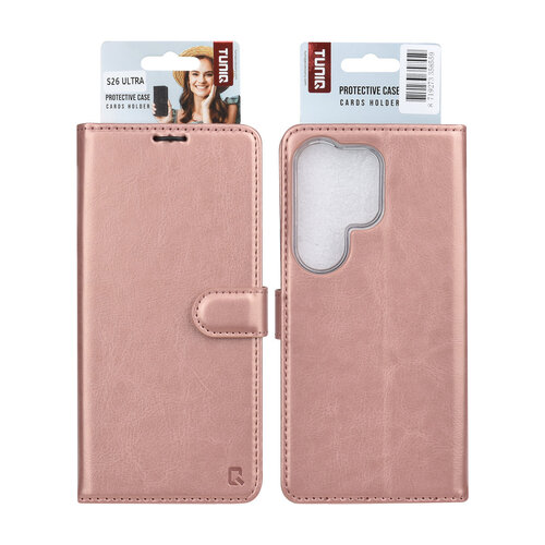 TUNIQ TUNIQ Galaxy S26 Ultra Book-Case hul - Kartenhalter für 3 Karten - Magnetverschluss - Aufhänger - Rose Gold