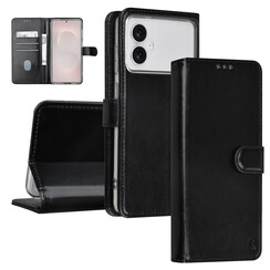 TUNIQ Galaxy S26 Edge Book Case hoesje - Pasjeshouder voor 3 pasjes - Magneetsluiting - Hanger - Zwart