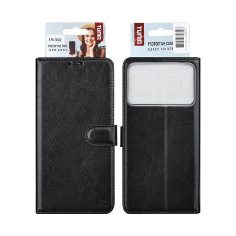 TUNIQ TUNIQ Galaxy S26 Edge Book-Case hul - Kartenhalter für 3 Karten - Magnetverschluss - Aufhänger - Schwarz