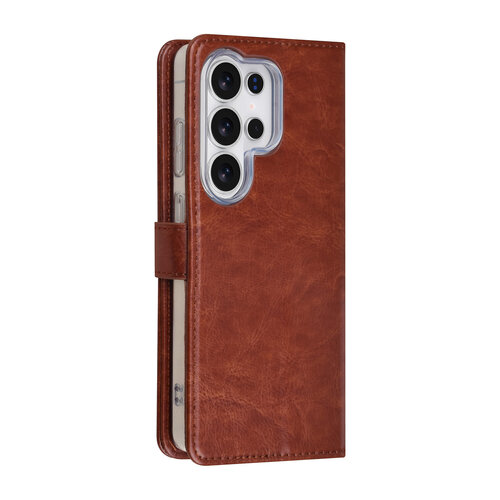 TUNIQ TUNIQ Galaxy S26 Ultra Book type housse - Porte-cartes pour 3 cartes - Fermeture magnétique - Cintre - Marron