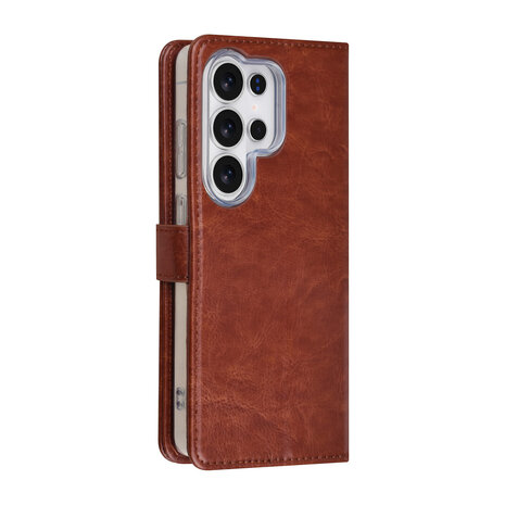 TUNIQ TUNIQ Galaxy S26 Ultra Book type case - Card holder for 3 cards - Magnetic closure - Hanger - Brown