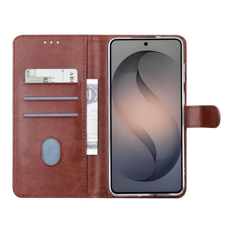 TUNIQ TUNIQ Galaxy S26 Ultra Book Case hoesje - Pasjeshouder voor 3 pasjes - Magneetsluiting - Hanger - Bruin