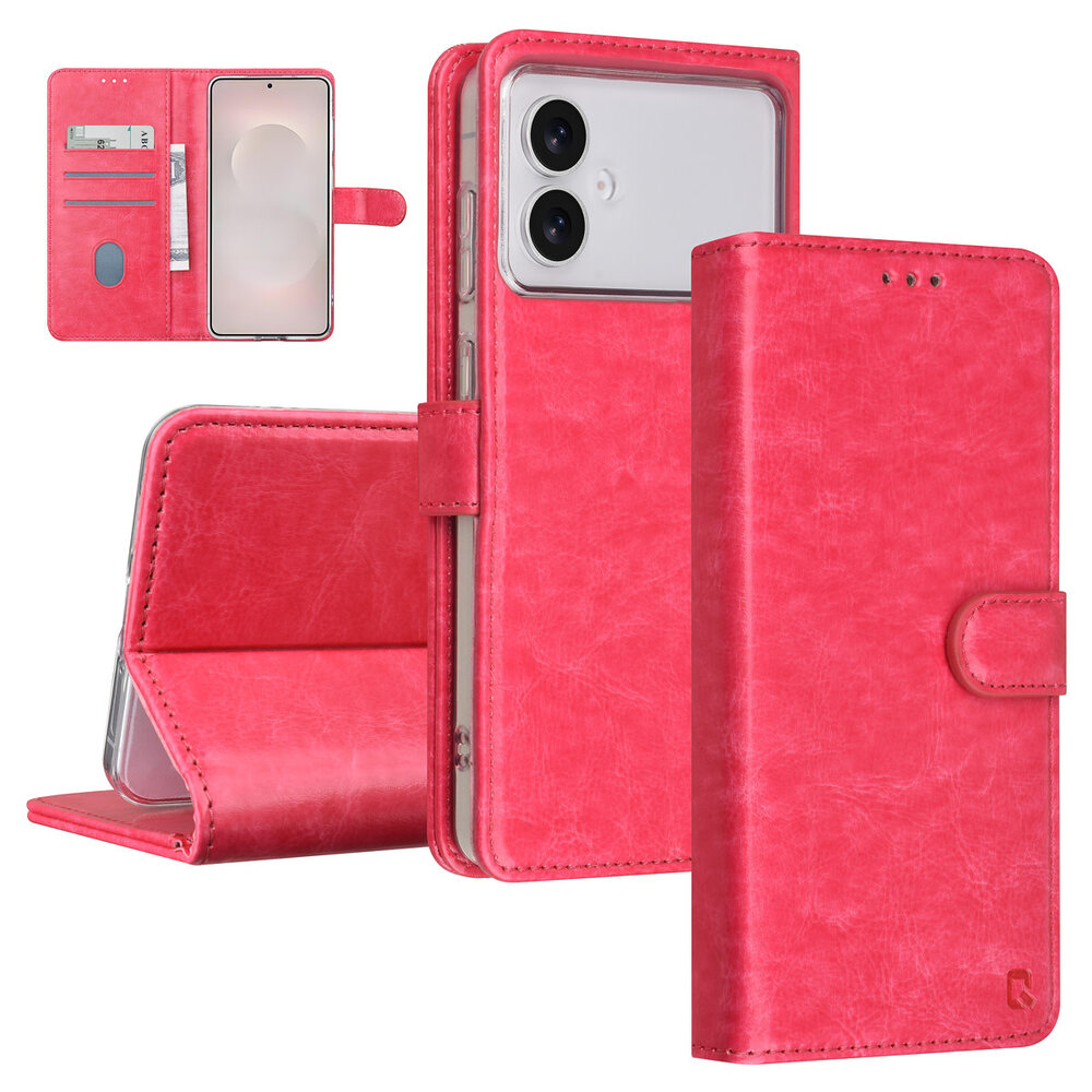 TUNIQ TUNIQ Galaxy S26 Edge Book-Case hul - Kartenhalter für 3 Karten - Magnetverschluss - Aufhänger - Hot Pink