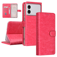 TUNIQ Galaxy S26 Edge Book Case hoesje - Pasjeshouder voor 3 pasjes - Magneetsluiting - Hanger - Felroze