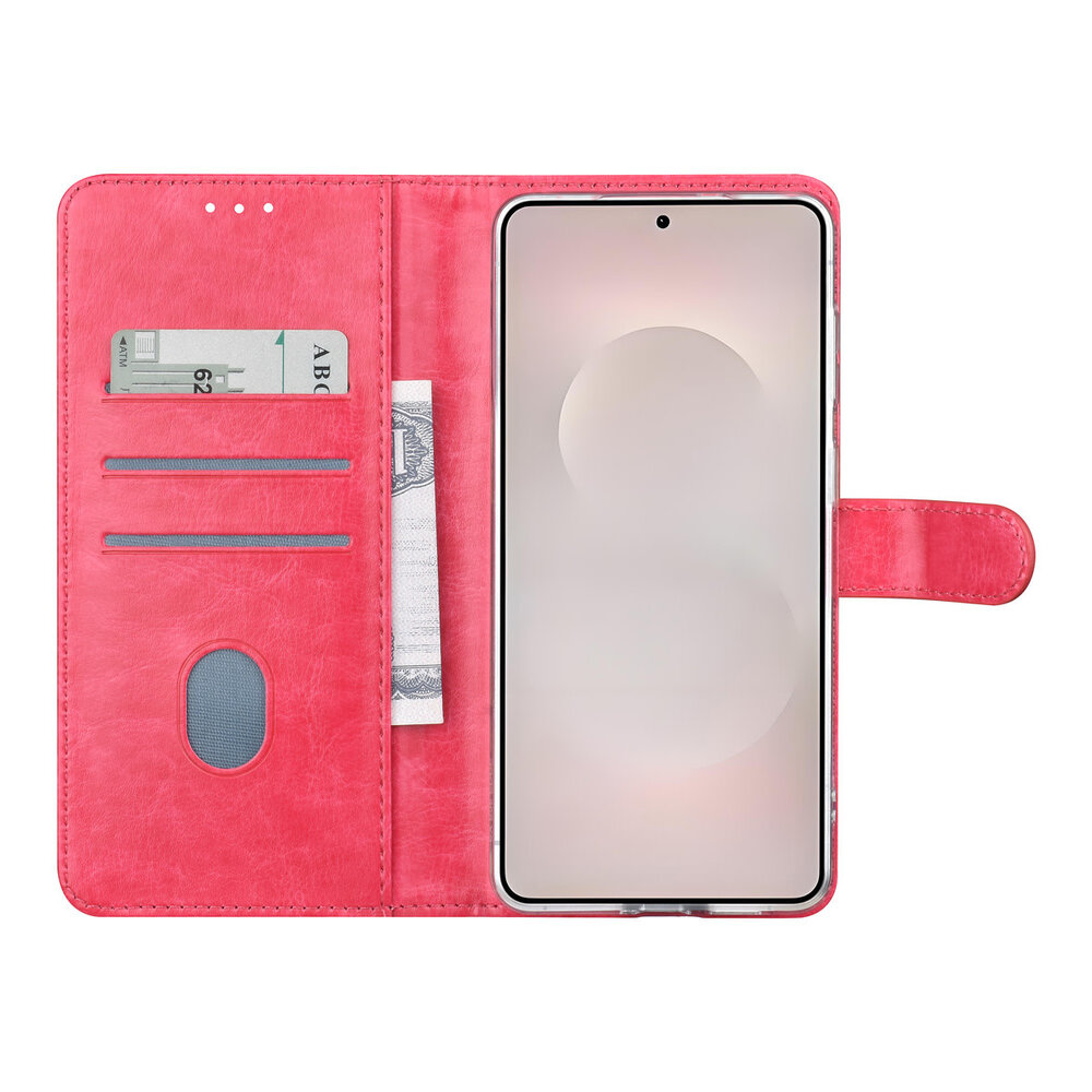 TUNIQ TUNIQ Galaxy S26 Edge Book type housse - Porte-cartes pour 3 cartes - Fermeture magnétique - Cintre - Rose vif TUNIQ TUNIQ Galaxy S26 Edge Book type housse - Porte-cartes pour 3 cartes - Fermeture magnétique - Cintre - Rose vif