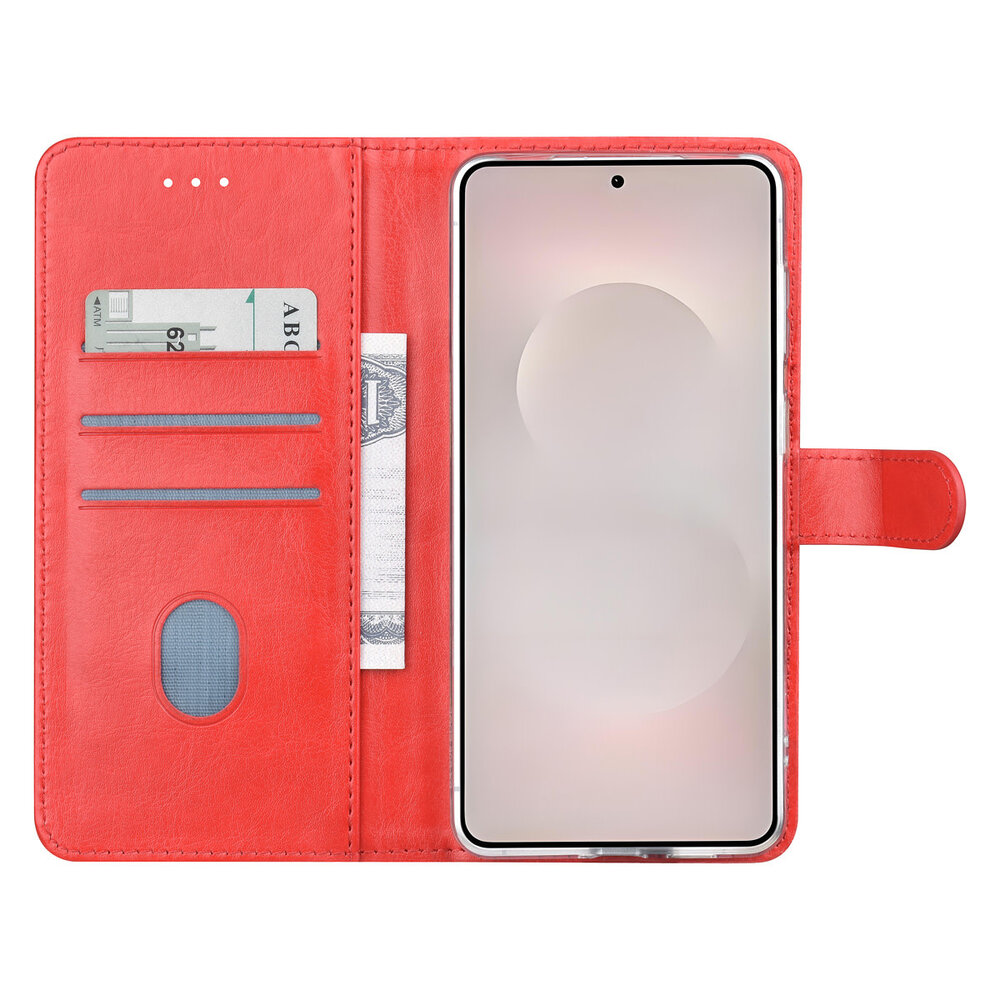TUNIQ TUNIQ Galaxy S26 Edge Book type case - Card holder for 3 cards - Magnetic closure - Hanger - Red