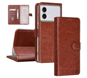 TUNIQ TUNIQ Galaxy S26 Edge Book type housse - Porte-cartes pour 3 cartes - Fermeture magnétique - Cintre - Marron