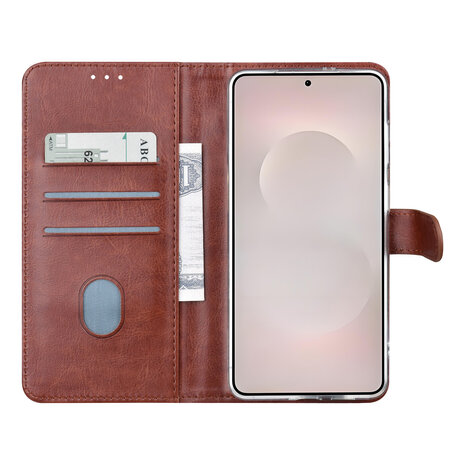 TUNIQ TUNIQ Galaxy S26 Edge Book Case hoesje - Pasjeshouder voor 3 pasjes - Magneetsluiting - Hanger - Bruin
