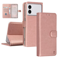 TUNIQ Galaxy S26 Edge Book-Case hul - Kartenhalter für 3 Karten - Magnetverschluss - Aufhänger - Rose Gold