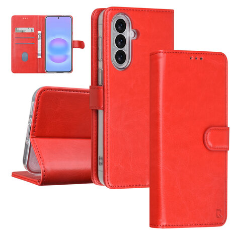 TUNIQ TUNIQ Galaxy A37 Book Case hoesje - Pasjeshouder voor 3 pasjes - Magneetsluiting - Hanger - Rood