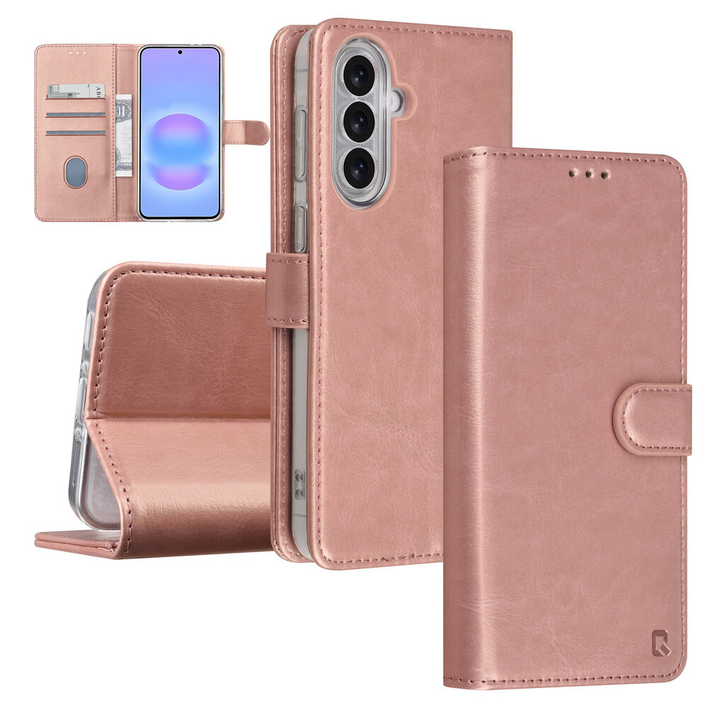 TUNIQ TUNIQ Galaxy A37 Book type case - Card holder for 3 cards - Magnetic closure - Hanger - Rose Gold TUNIQ TUNIQ Galaxy A37 Book type case - Card holder for 3 cards - Magnetic closure - Hanger - Rose Gold