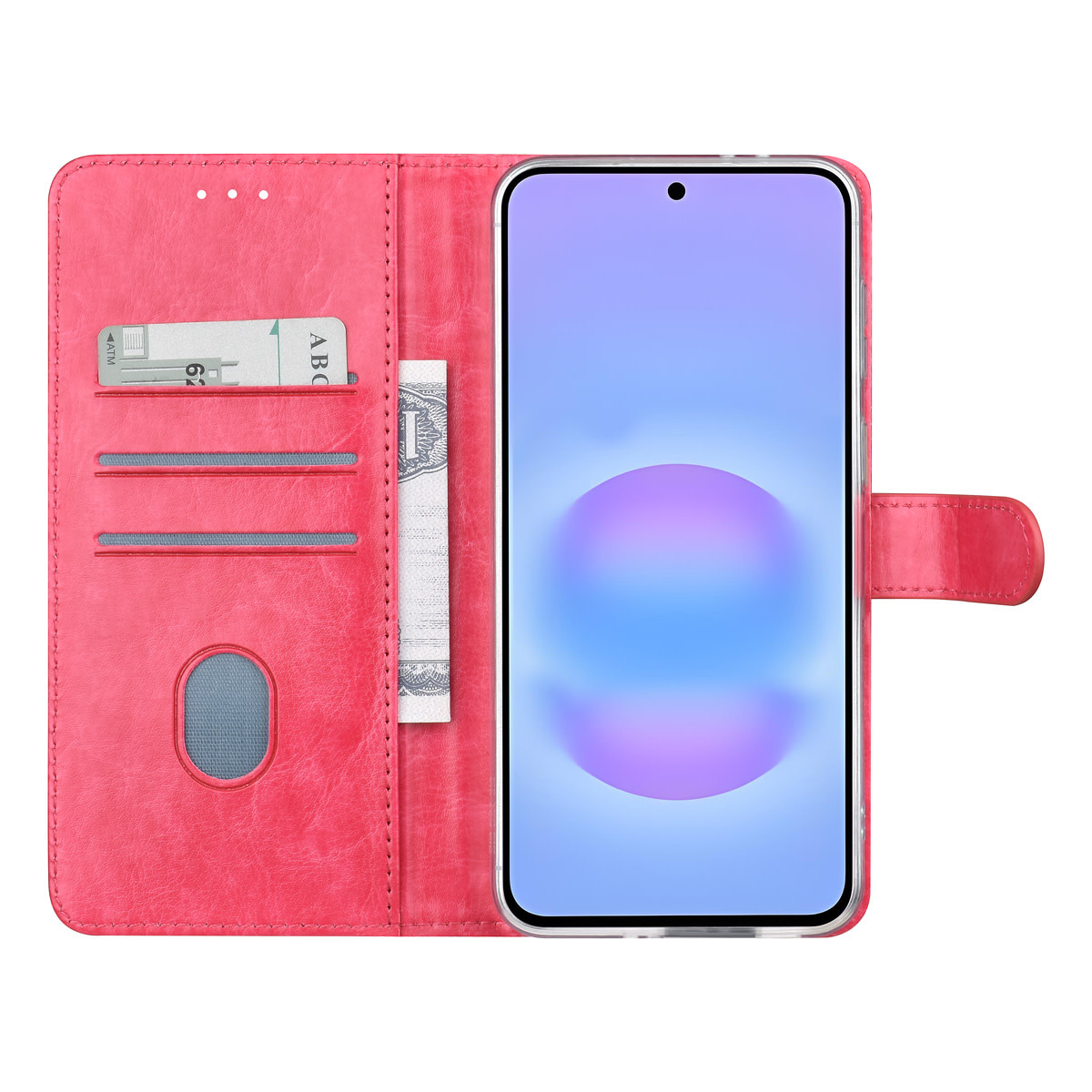 TUNIQ TUNIQ Galaxy A57 Book Case hoesje - Pasjeshouder voor 3 pasjes - Magneetsluiting - Hanger - Roze, foto 3 van 4