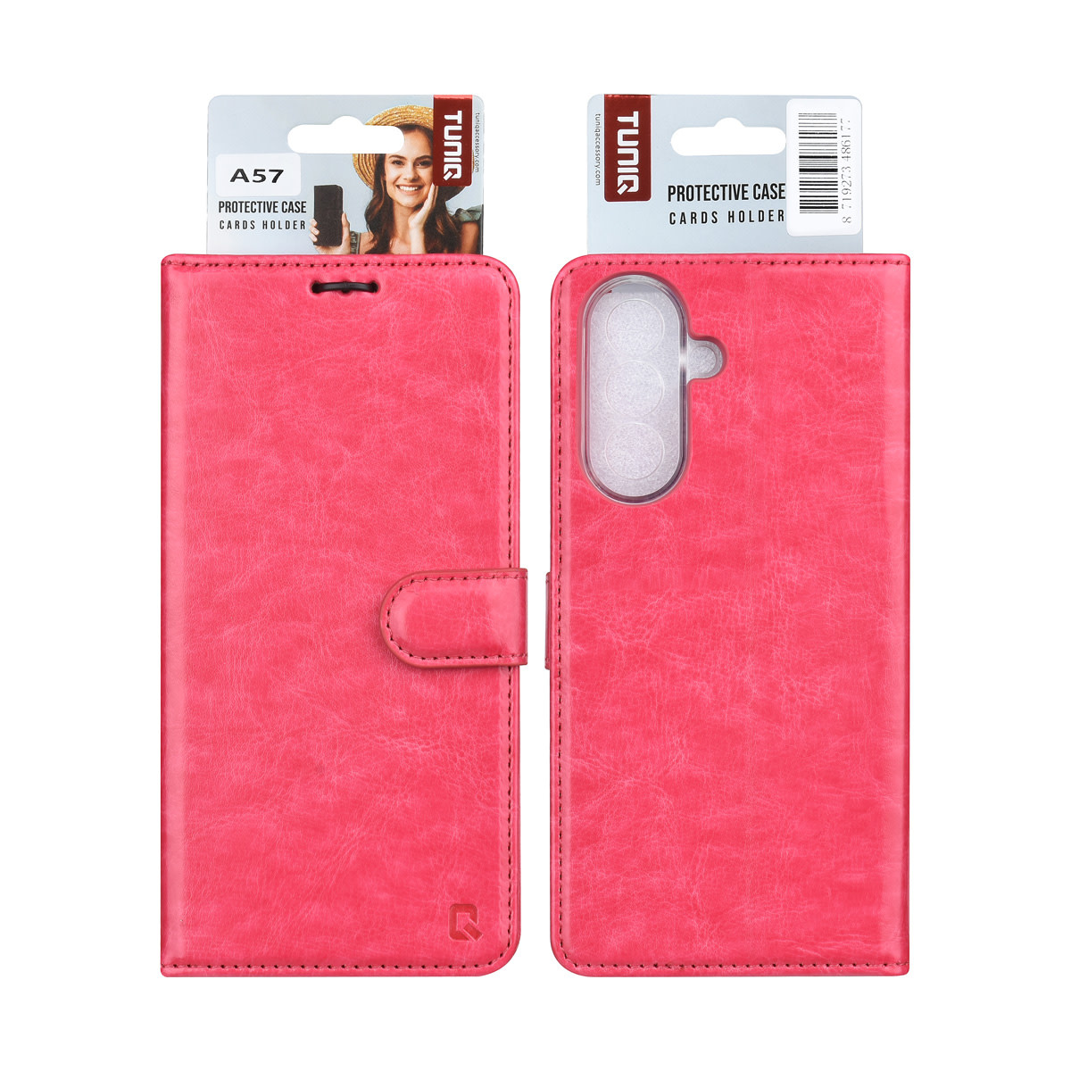 TUNIQ TUNIQ Galaxy A57 Book Case hoesje - Pasjeshouder voor 3 pasjes - Magneetsluiting - Hanger - Roze, foto 4 van 4