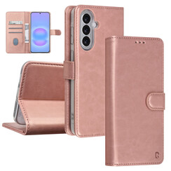 TUNIQ Galaxy A57 Book-Case hul - Kartenhalter für 3 Karten - Magnetverschluss - Aufhänger - Rose Gold