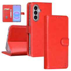 TUNIQ Galaxy A57 Book Case hoesje - Pasjeshouder voor 3 pasjes - Magneetsluiting - Hanger - Rood