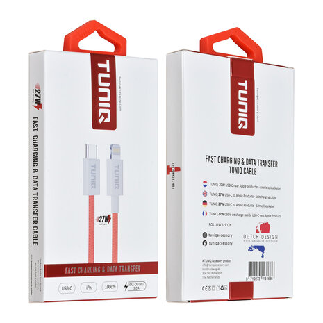 TUNIQ TUNIQ 27W USB-C zu Lightning Kabel 100cm - Schnellladekabel - Orange